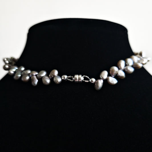 Silver Pearl Choker Necklace