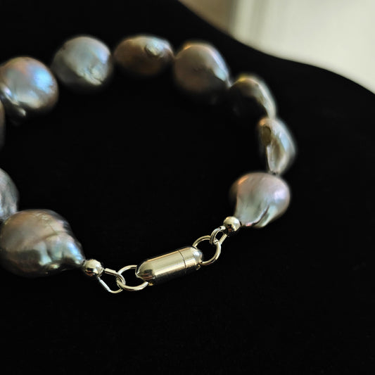 Silver Pearl Coin Bracelet