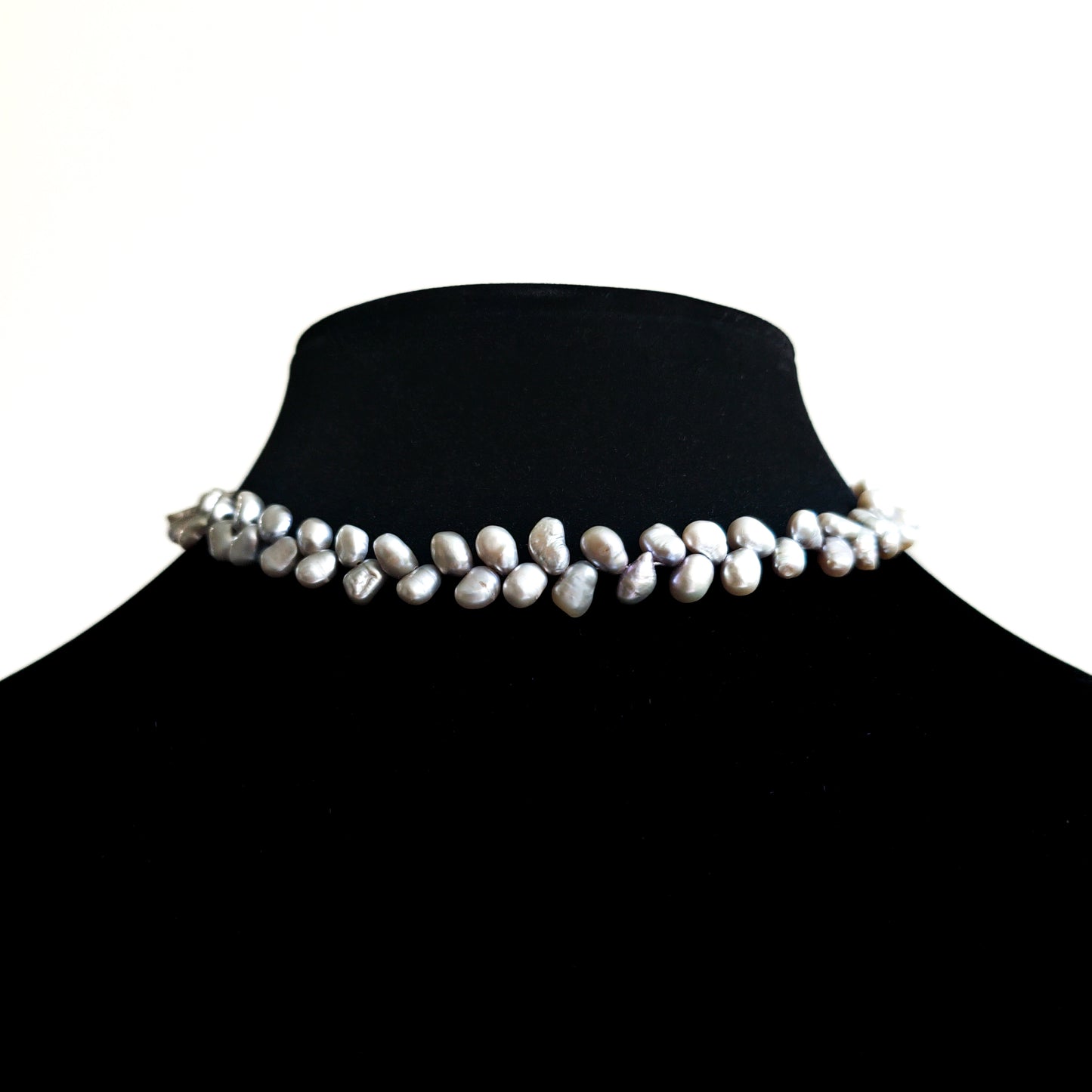 Silver Pearl Choker Necklace